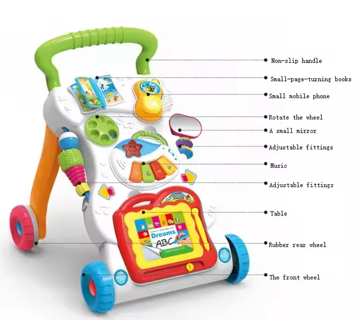 Baby Multifunction Walker Stand-to-Sit Toddler Four Wheels Trolley Kids Learning Walking Toddler Gift Toys - 图片 3