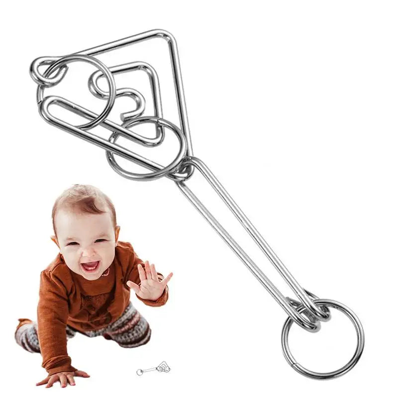 Metal Wire Brain Teaser IQ Mind Brain Teaser Puzzles Children Adults Interactive Game Reliever Educational Toys - الصورة 7