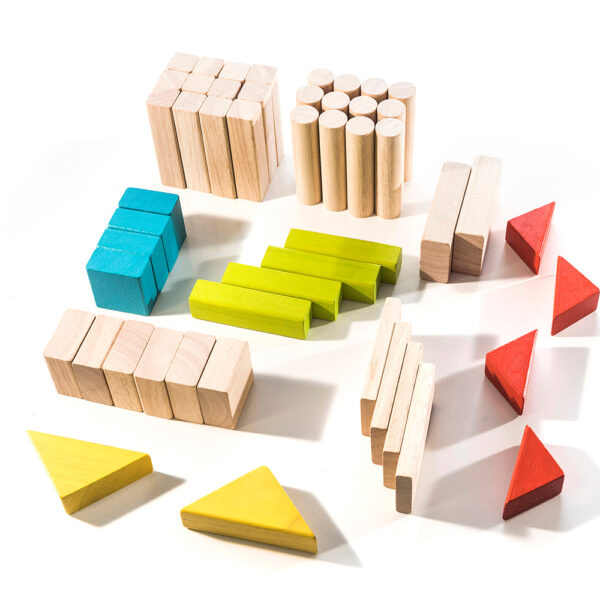 Block Set - 50 Building Blocks - Montessori Natural Wood Toy